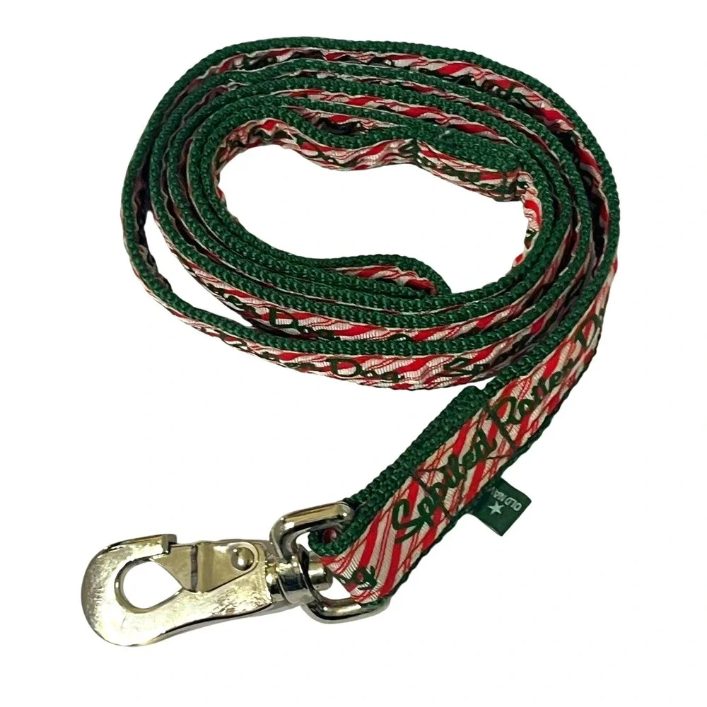 Old‎ Navy Spoiled Rotten Dog Leash Christmas Striped Rover Festive Pet Lead